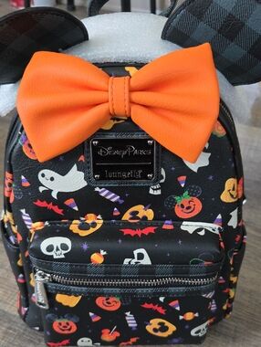 Disney Loungefly Halloween Mini Backpack with Orange Bow